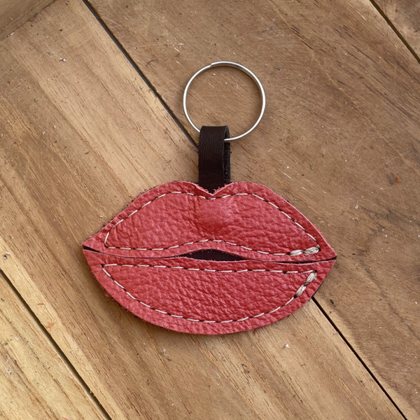 Leren sleutelhanger Lippen