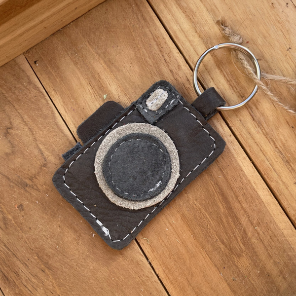 Leren sleutelhanger Camera