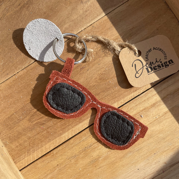 Leren sleutelhanger Zonnebril