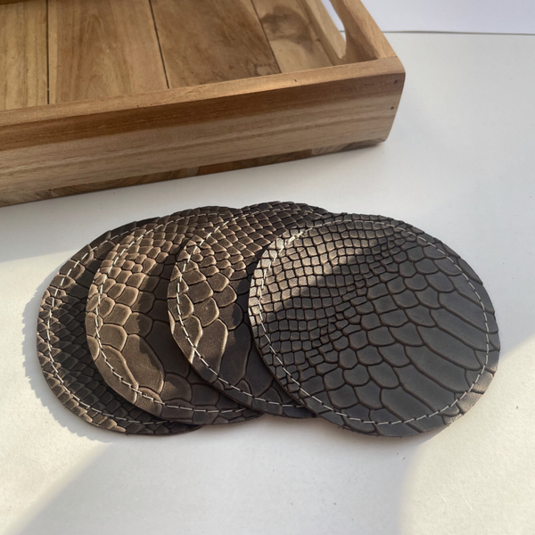 Leren onderzetters (set van 4)