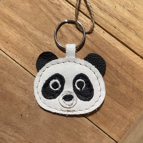 Leren sleutelhanger Panda