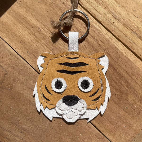 Leren sleutelhanger Tijger