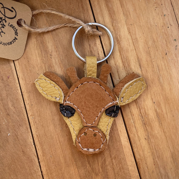 Leren sleutelhanger Giraf