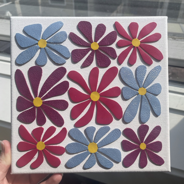 DIY pakket Kunstwerk van Leer: Bloemen Paars
