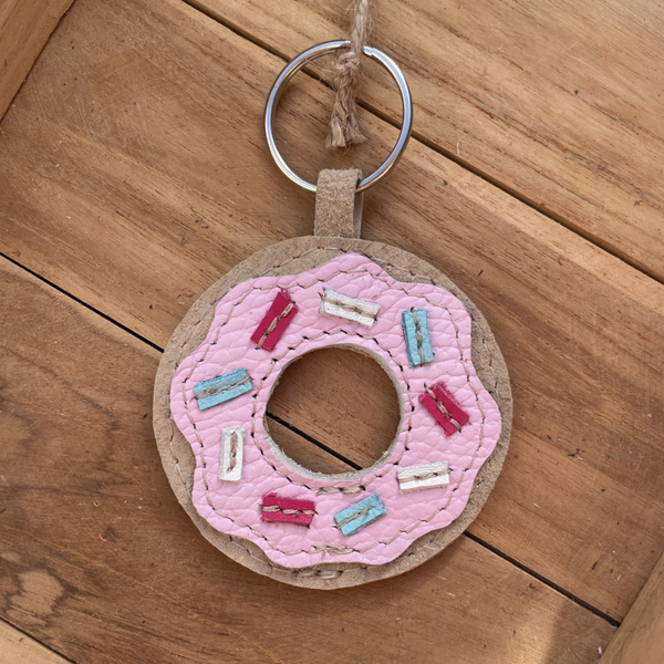 Leren sleutelhanger Donut