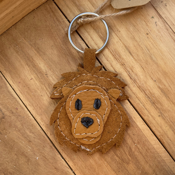 Leren sleutelhanger Leeuw