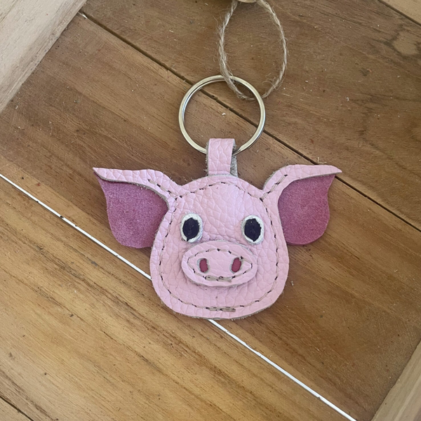 Leren sleutelhanger Varken
