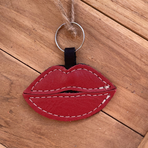 Leren sleutelhanger Lippen