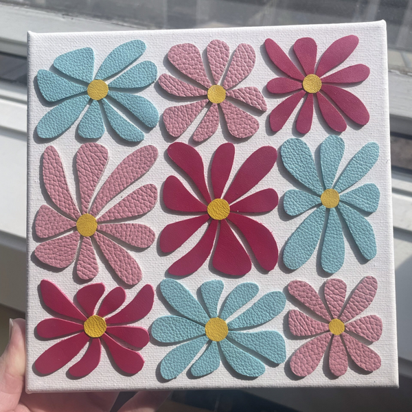 DIY pakket Kunstwerk van Leer: Bloemen Roze