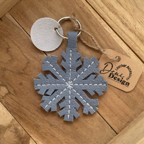 Leren sleutelhanger Sneeuwvlok