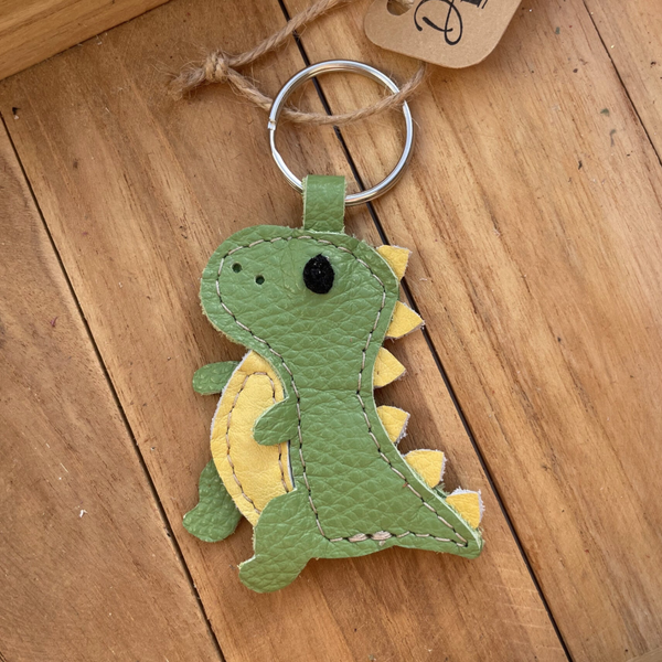 Leren sleutelhanger Dino