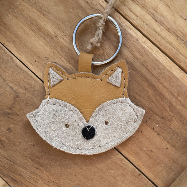 Leren sleutelhanger Vos