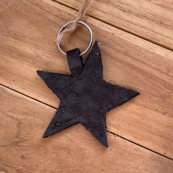 Leren sleutelhanger Ster