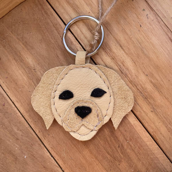 Leren sleutelhanger Labrador