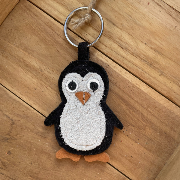 Leren sleutelhanger Penguin