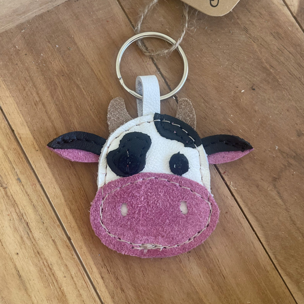 Leren sleutelhanger Koe