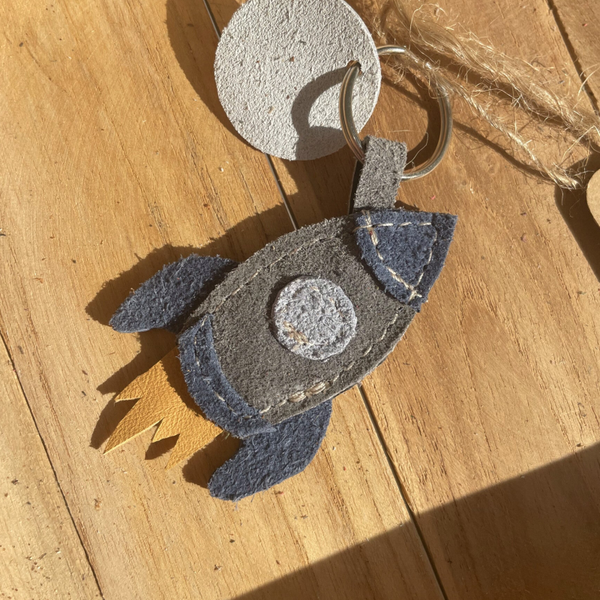 Leren sleutelhanger Raket