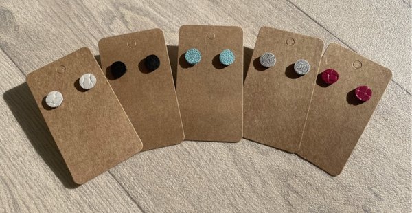 Leren ronde stud oorbellen