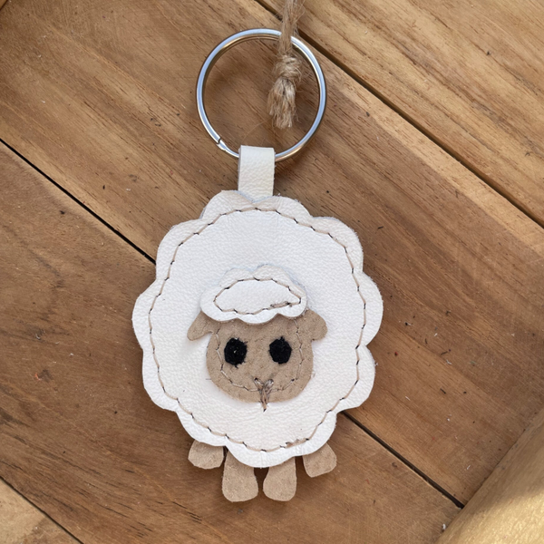 Leren sleutelhanger Schaap