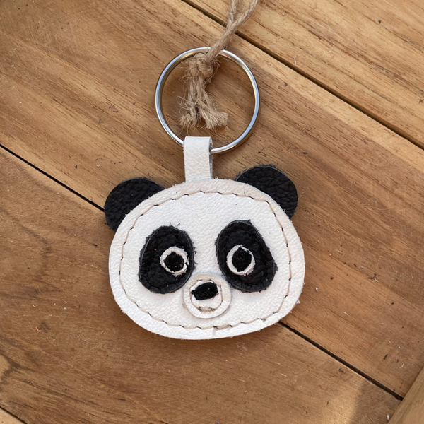 Leren sleutelhanger Panda