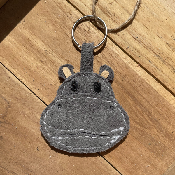 Leren sleutelhanger Nijlpaard