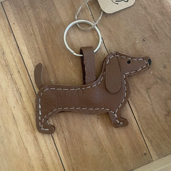 Leren sleutelhanger Teckel