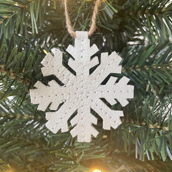 Leren kersthangers Sneeuwvlok set van 2