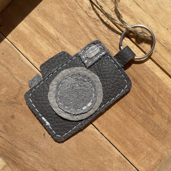 Leren sleutelhanger Camera