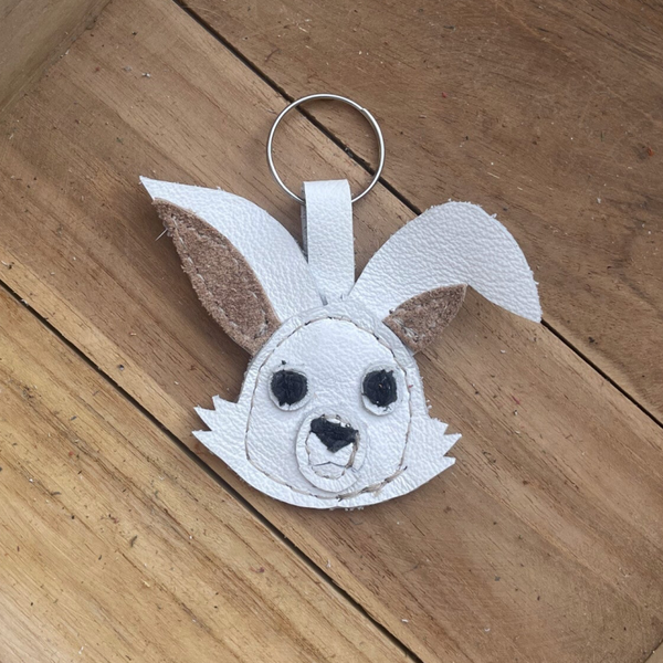 Leren sleutelhanger Konijn