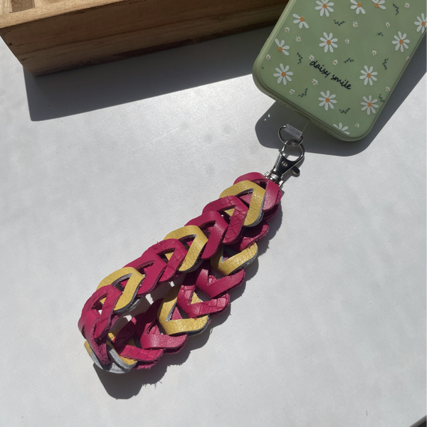 Leren telefoonkoord Visgraat