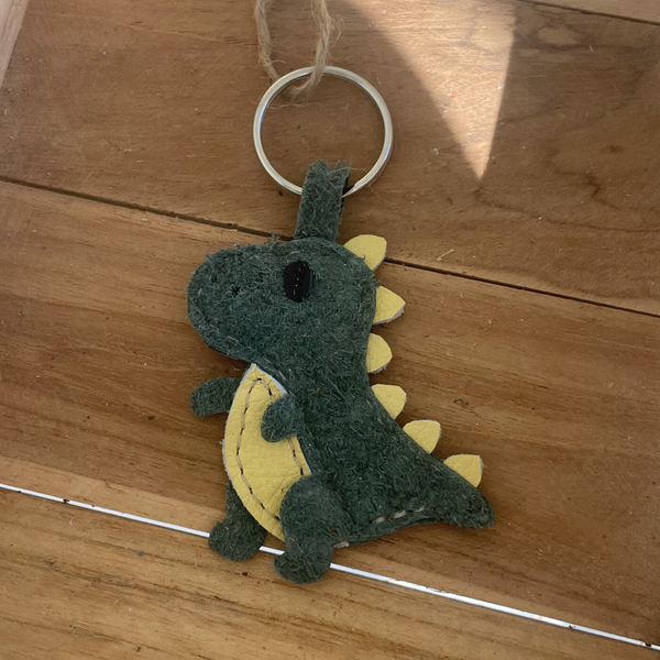 Leren sleutelhanger Dino