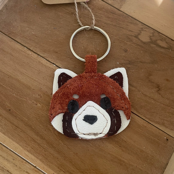 Leren sleutelhanger Rode panda