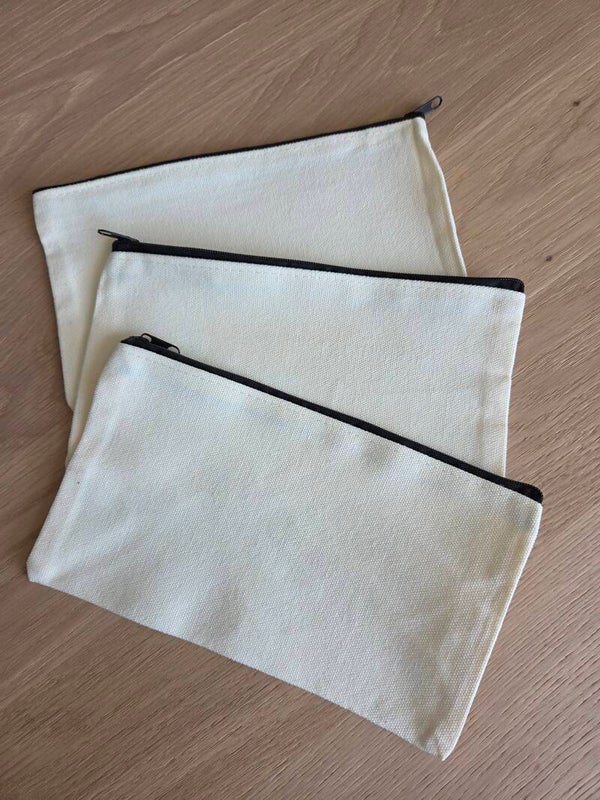Wit katoenen make-up tasje personaliseren | Bedrukbare etui