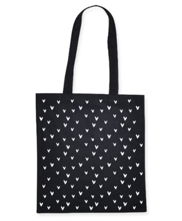 Canvas Tas Hartjes - Zwart Wit – 100% Katoenen Shopper