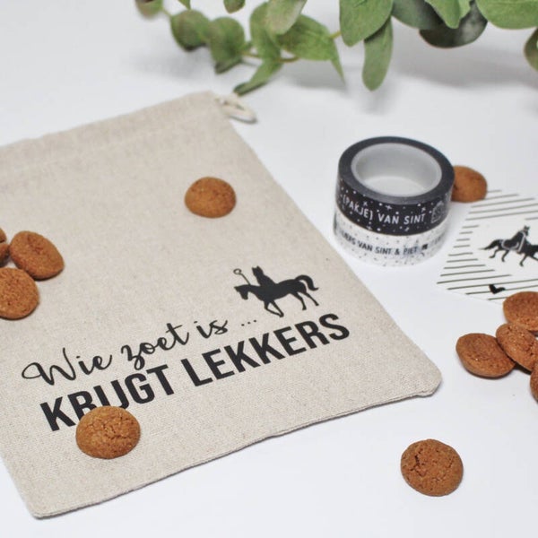 Pepernotenzakje Wie zoet is krijgt lekkers