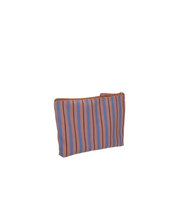 Katoenen Toilettas Balanced Stripes Liver Cornflower Darkrose - Stijlvolle Etui met Print