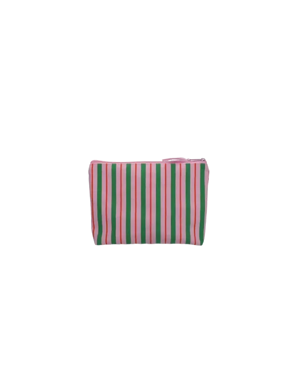 Katoenen Toilettas Balanced Stripes Light fuchsia Grass green Blood orange - Stijlvolle Etui met Print