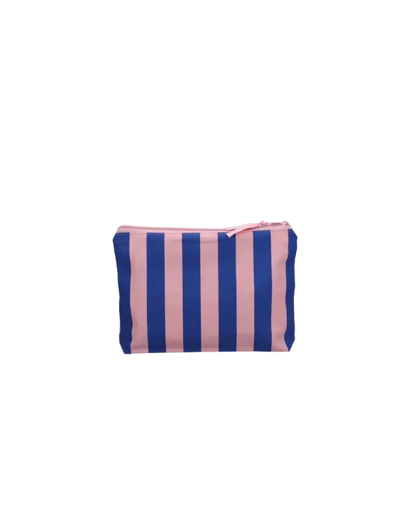 Katoenen Toilettas Stripes Litchi Cobalt - Stijlvolle Etui met Print