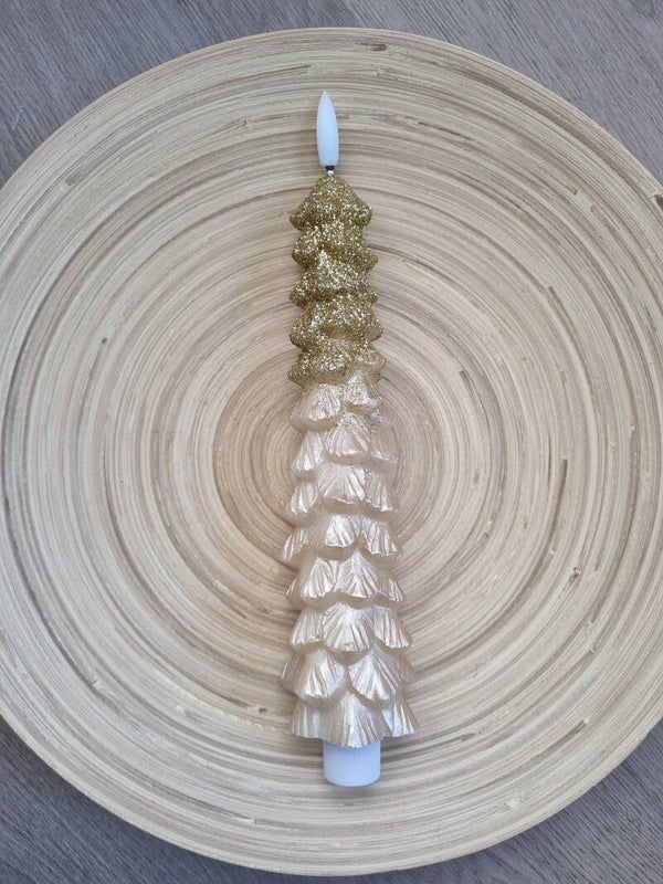 Kerstboom LED Kaars Gold Glitter