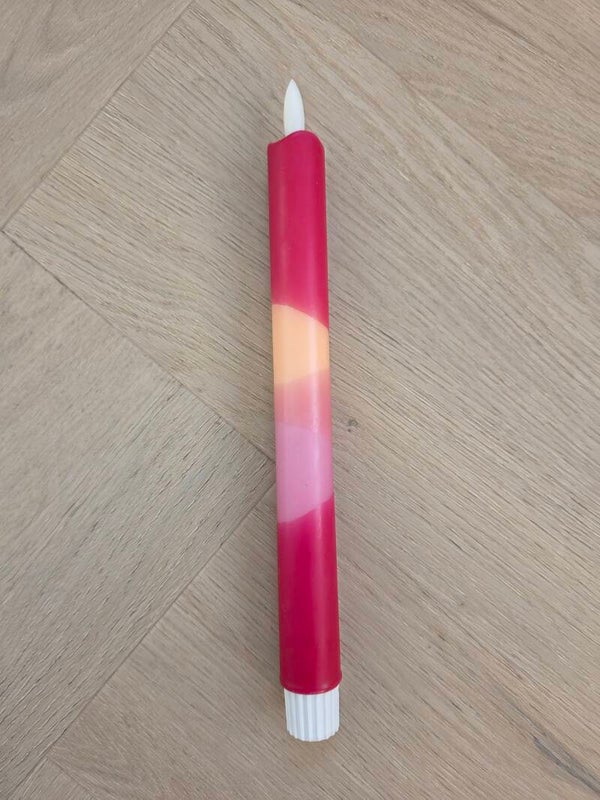 LED kaars bordeaux, roze, terra met timer – 25 cm