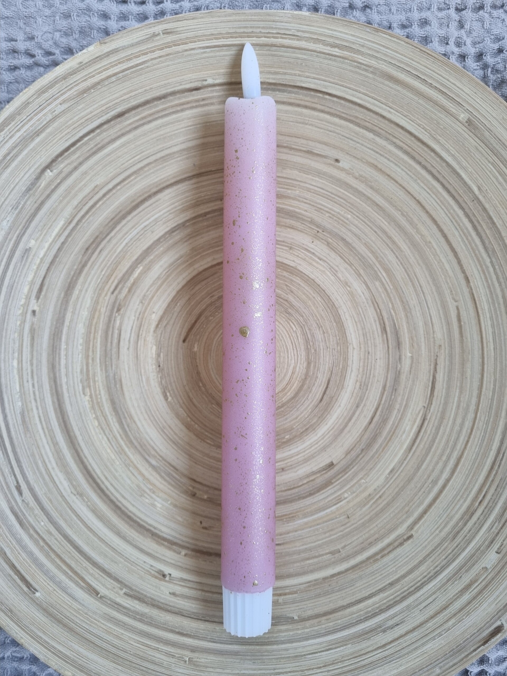 LED kaars roze gouden glitters
