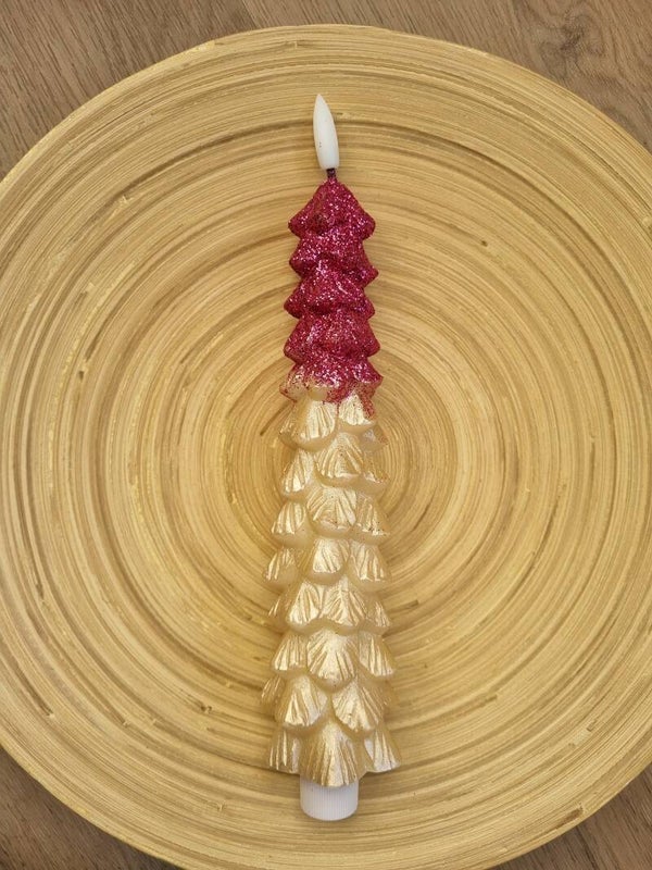 Kerstboom LED Kaars Roze Glitter