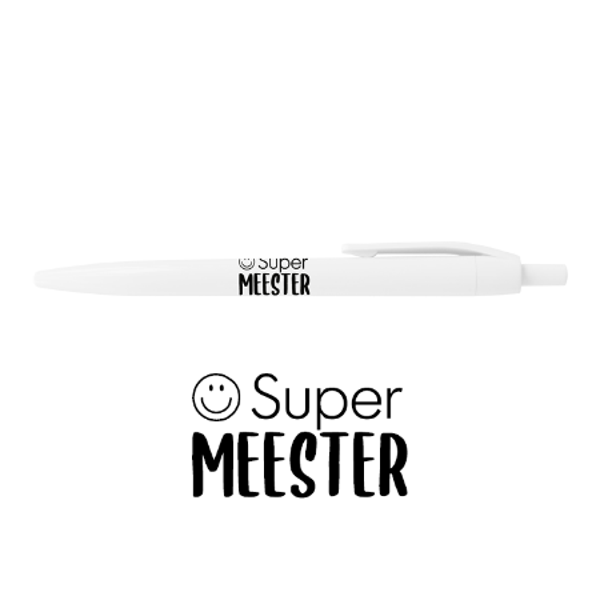 Pen Wit "Super Meester" – Origineel Cadeautje voor de Beste Meester