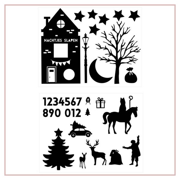 Raamsticker Aftellen naar Sint en Kerst met aanvullingen