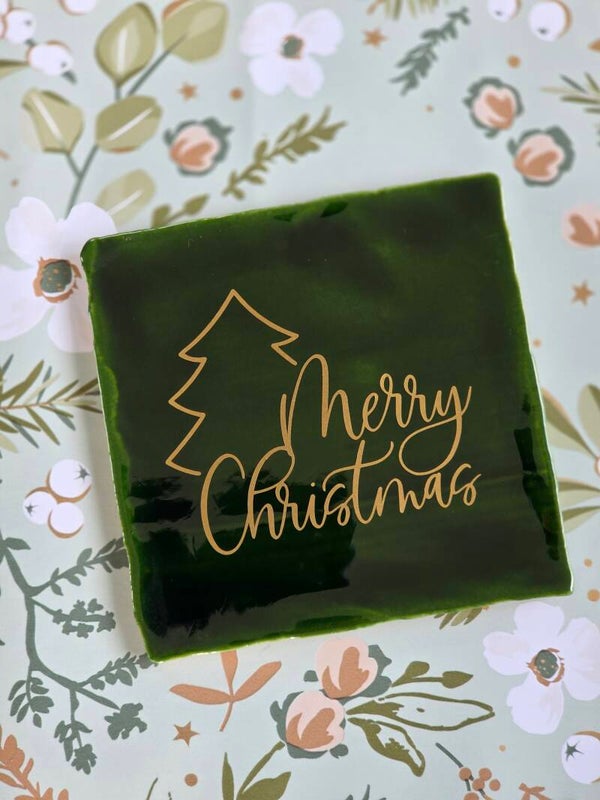 Kersttegeltje "Merry Christmas" - Kerstdecoratie & Origineel Cadeau