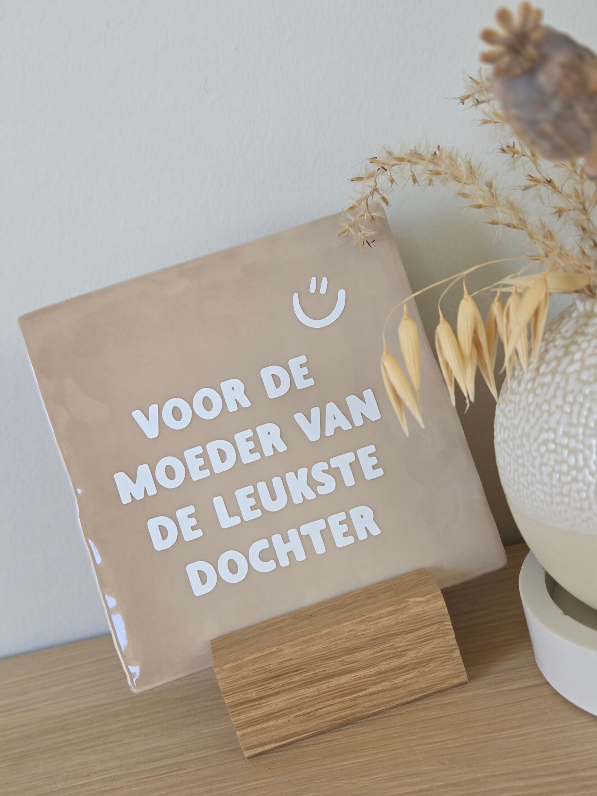 Keramieken Tegeltje Quote "Moeder Dochter" | 10x10 cm | Cadeau voor mama