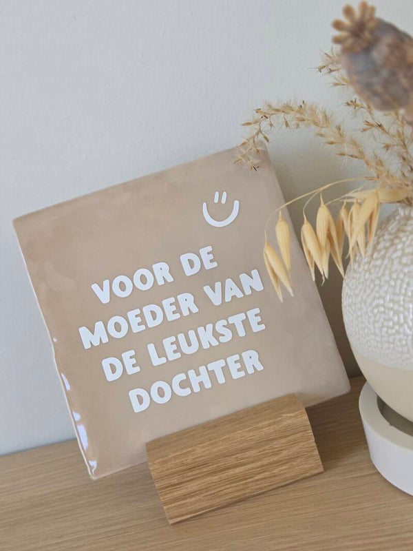 Keramieken Tegeltje Quote "Moeder Dochter" | 10x10 cm | Cadeau voor mama