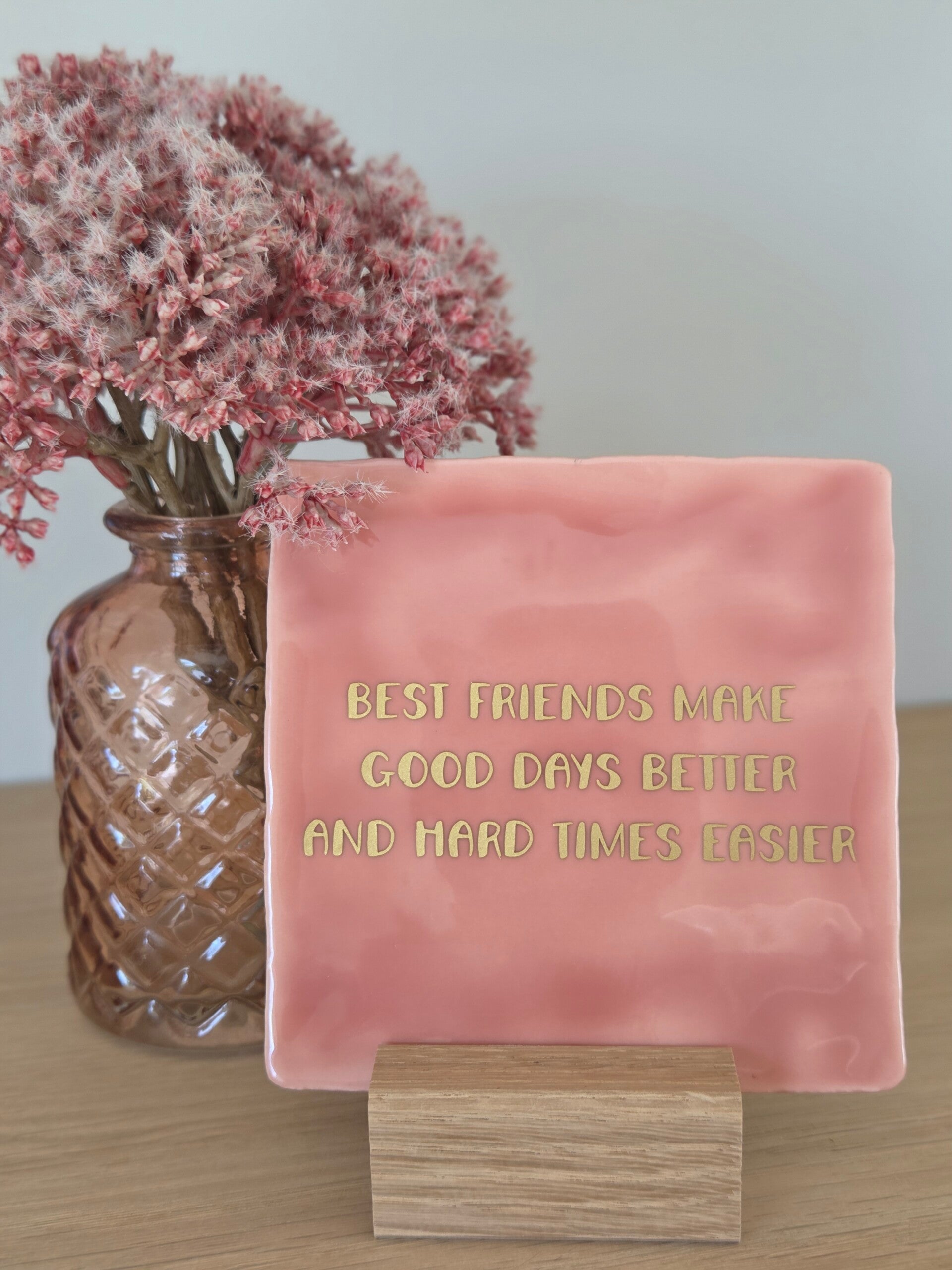 Keramieken Tegeltje Quote "Best friends" | 10x10 cm