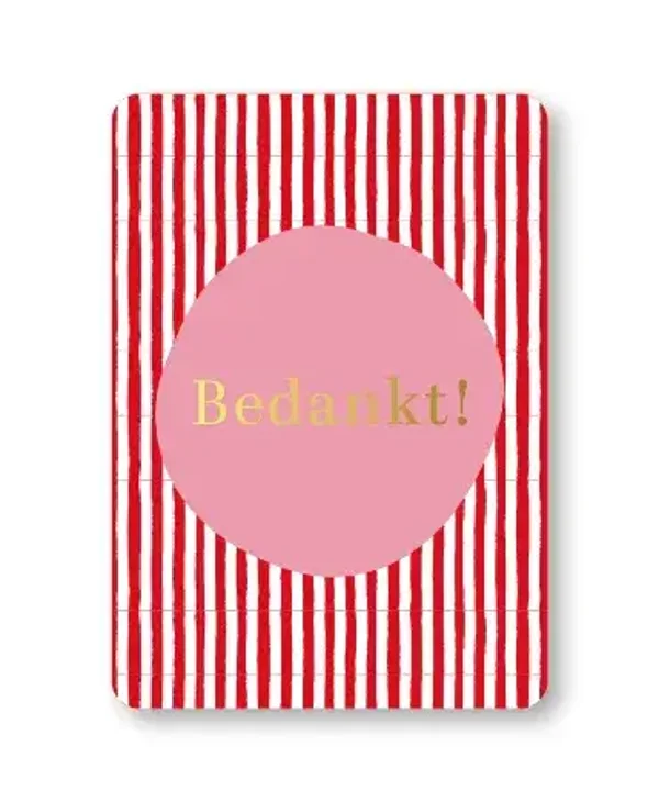 Wenskaart "Bedankt" - Sreepjesdesign met Goudfolie