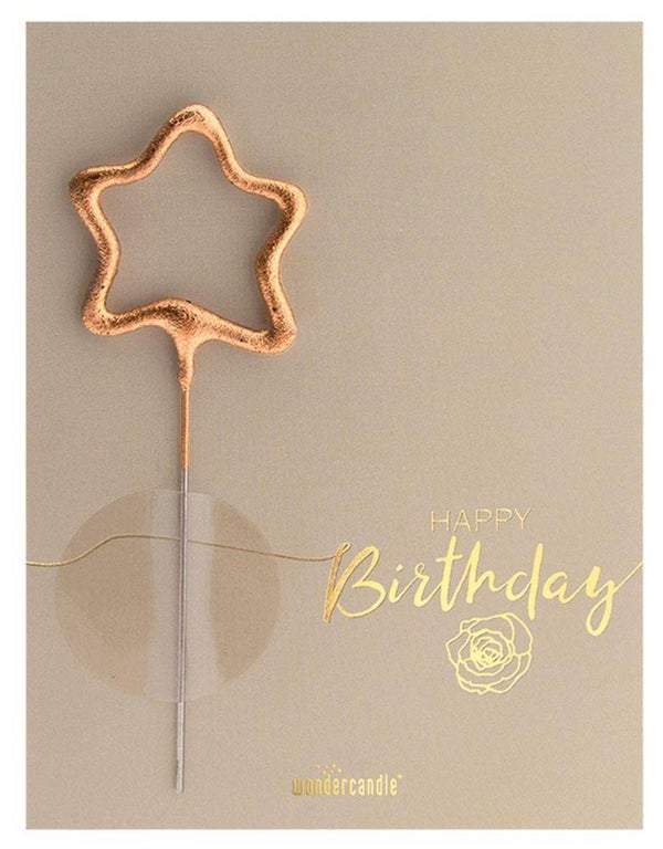 Wondercandle met kaartje "Happy Birthday"
